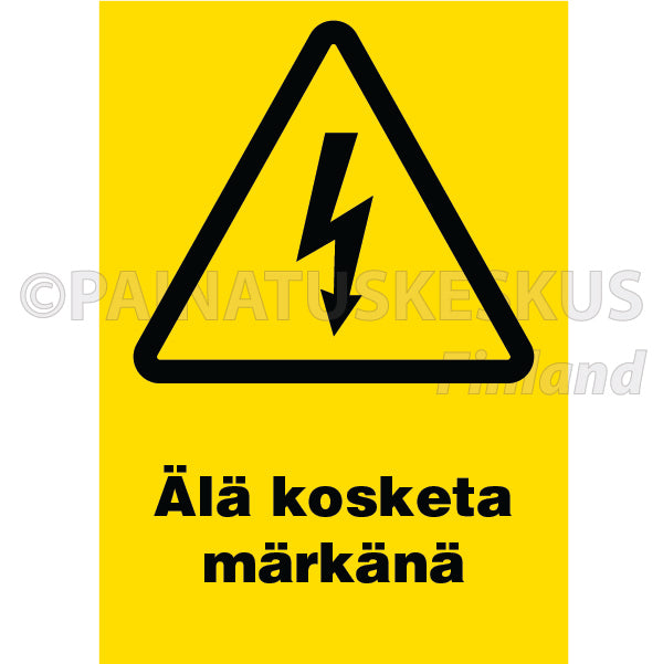 Älä kosketa märkänä -sähköalan merkki