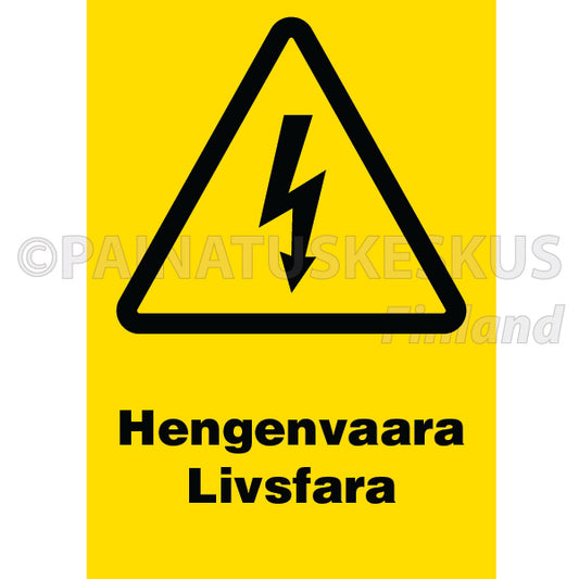 Hengenvaara Livsfara -sähköalan merkki