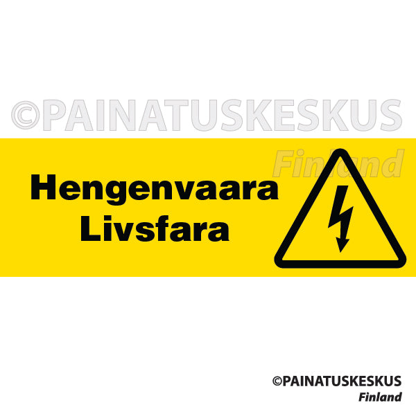 Hengenvaara Livsfara -sähköalan merkki