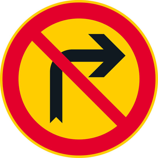 Oikealle kääntyminen kielletty liikennemerkki