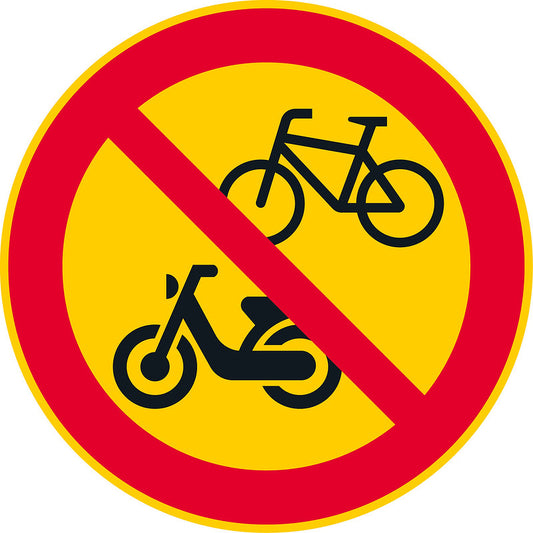 Polkupyörällä ja moottoripyörällä ajo kielletty liikennemerkki