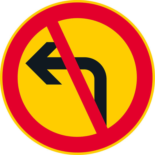 Vasemmalle kääntyminen kielletty liikennemerkki