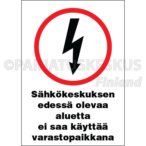 Sähkökeskuksen edessä -sähköalan merkki