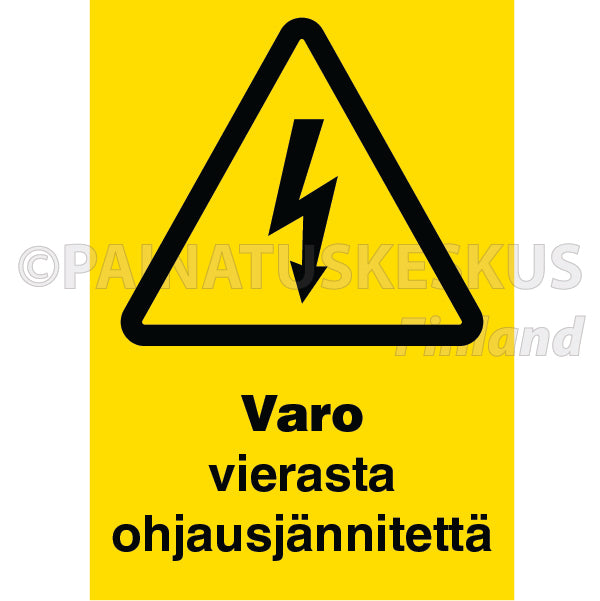 Varo vierasta ohjausjännitettä -sähköalan merkki