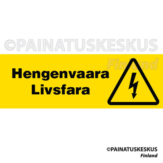 Hengenvaara Livsfara -sähköalan merkki